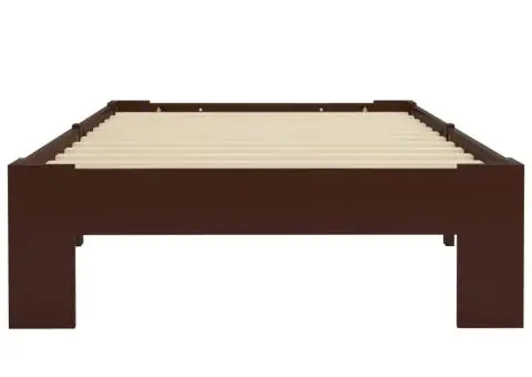 Cadru de pat, maro închis, 100 x 200 cm, lemn masiv de pin - 3/5