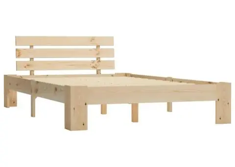 Cadru de pat cu tăblie, 140x200 cm, lemn masiv de pin - 2/5