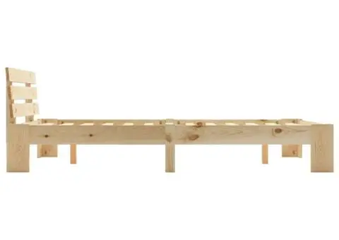 Cadru de pat cu tăblie, 140x200 cm, lemn masiv de pin - 4/5