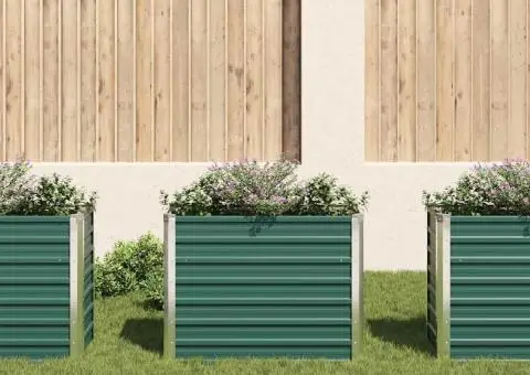 Strat înălțat de grădină, verde, 100x40x77 cm, oțel galvanizat - 3/5