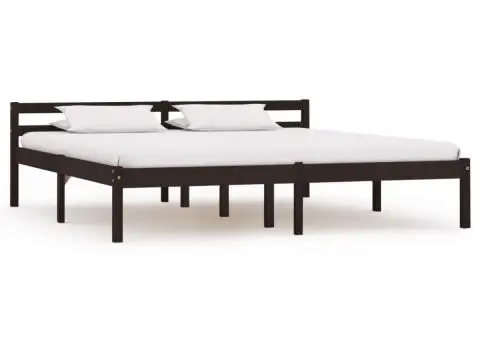 Cadru de pat, maro închis, 160 x 200 cm, lemn masiv de pin - 1/5