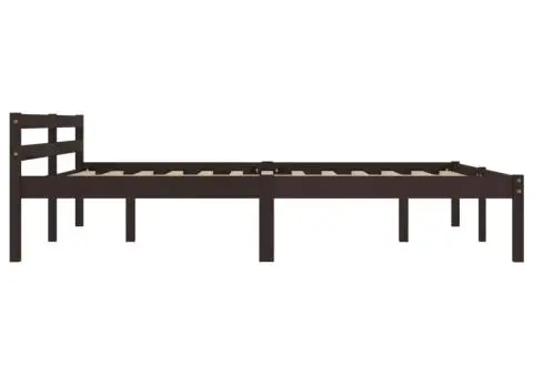Cadru de pat, maro închis, 160 x 200 cm, lemn masiv de pin - 4/5