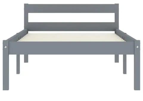 Cadru de pat, gri, 90 x 200 cm, lemn masiv de pin - 3/5