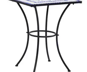 Masă de bistro mozaic, albastru și alb, 60 cm, ceramică