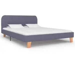 Cadru de pat, gri deschis, 140 x 200 cm, material textil