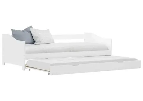 Cadru pat canapea, extensibil, alb, 90 x 200 cm, lemn de pin - 1/5