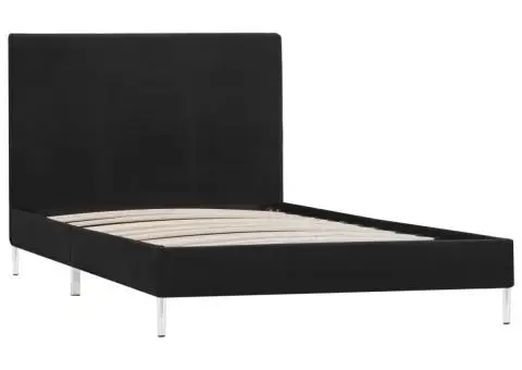 Cadru de pat, negru, 90 x 200 cm, material textil - 2/5