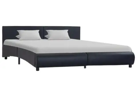 Cadru de pat cu LED, negru, 180 x 200 cm, piele ecologică - 2/5