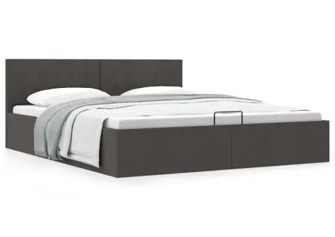 Cadru pat hidraulic depozitare, gri închis, 180x200 cm, textil - 1/5