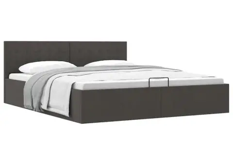 Cadru pat hidraulic depozitare, gri închis, 180x200 cm, textil - 2/5