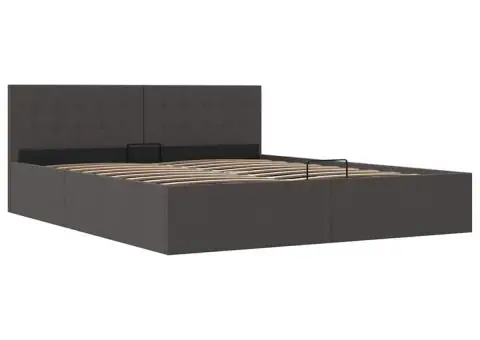 Cadru pat hidraulic depozitare, gri închis, 180x200 cm, textil - 3/5