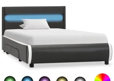 Cadru de pat cu LED, antracit, 90 x 200 cm, piele ecologică - 1/5