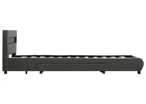 Cadru de pat cu LED, antracit, 90 x 200 cm, piele ecologică - 4/5