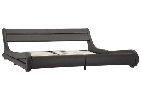 Cadru de pat cu LED, gri, 180 x 200 cm, piele artificială - 3/5