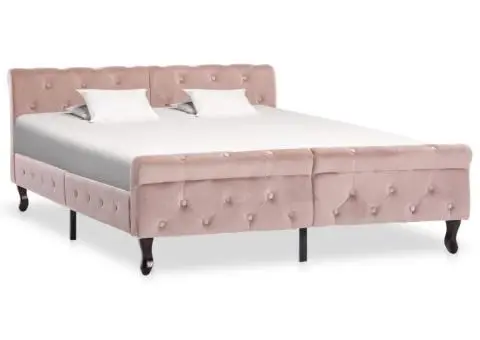 Cadru de pat, roz, 140 x 200 cm, catifea - 1/5