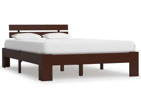 Cadru de pat, maro închis, 140 x 200 cm, lemn masiv de pin - 1/5