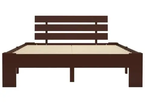 Cadru de pat, maro închis, 140 x 200 cm, lemn masiv de pin - 3/5