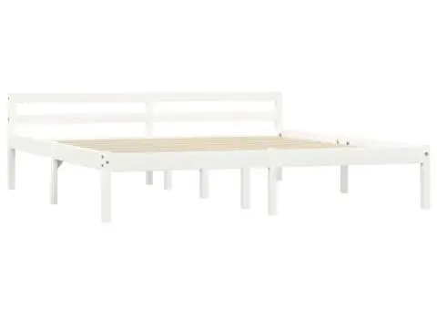 Cadru de pat, alb, 180 x 200 cm, lemn masiv de pin - 2/5
