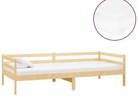 Pat de zi cu saltea, 90x200 cm, lemn masiv de pin - 2/5