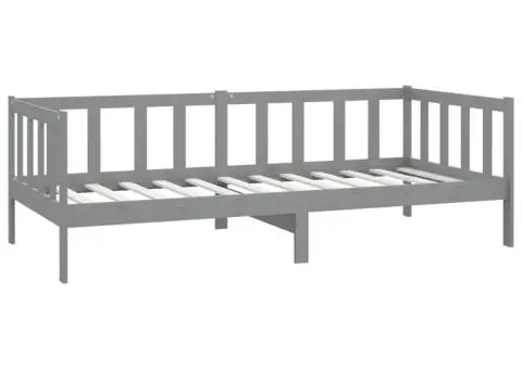 Pat de zi cu saltea, gri, 90x200 cm, lemn masiv de pin - 5/5