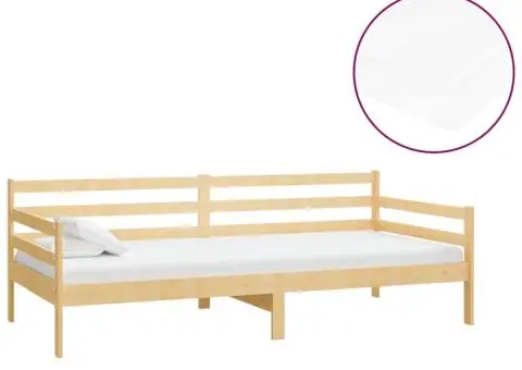 Pat de zi cu saltea, 90x200 cm, lemn masiv de pin - 2/5