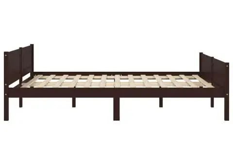 Cadru de pat, maro închis, 120x200 cm, lemn masiv de pin - 4/5