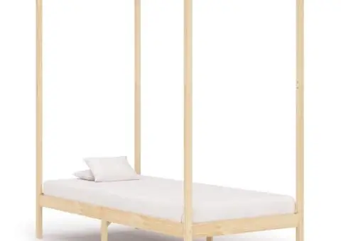 Cadru pat cu baldachin, 90x200 cm, lemn masiv de pin - 1/5