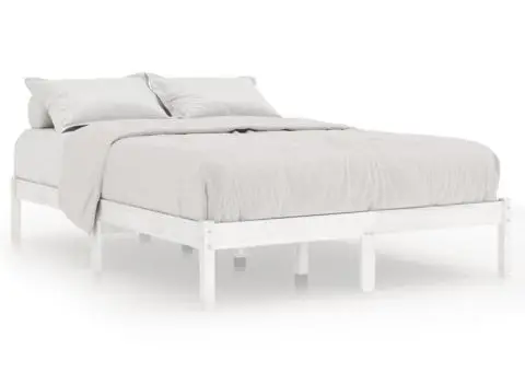 Cadru de pat, alb, 140x190 cm, lemn masiv de pin - 2/5