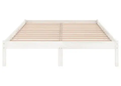 Cadru de pat, alb, 140x190 cm, lemn masiv de pin - 4/5