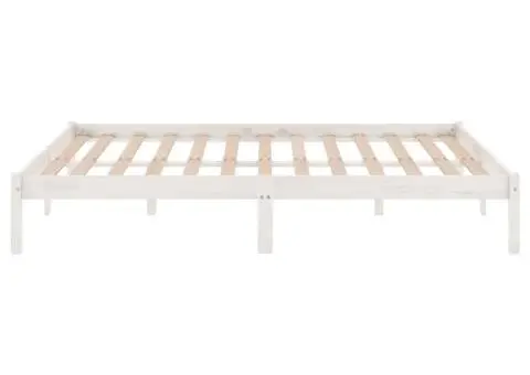 Cadru de pat, alb, 140x190 cm, lemn masiv de pin - 5/5