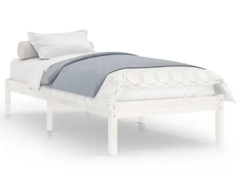 Cadru de pat, alb, 100x200 cm, lemn masiv de pin - 2/5