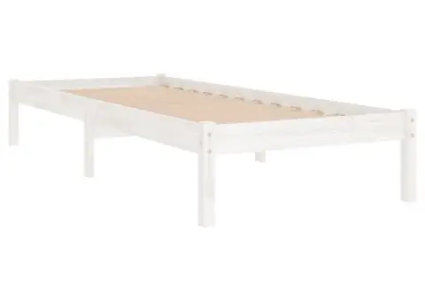 Cadru de pat, alb, 100x200 cm, lemn masiv de pin - 3/5