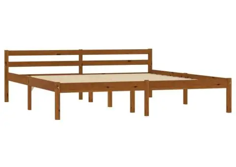Cadru de pat, maro miere, 160 x 200 cm, lemn masiv de pin - 2/5