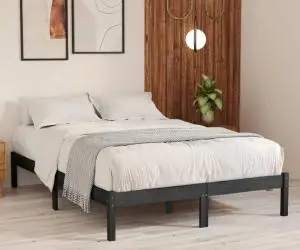 Cadru de pat Super King, gri, 180x200 cm, lemn masiv