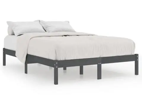 Cadru de pat Super King, gri, 180x200 cm, lemn masiv - 2/5