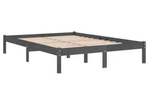 Cadru de pat Super King, gri, 180x200 cm, lemn masiv - 3/5