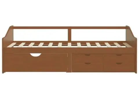 Pat de zi, 3 locuri, sertare, maro miere, 90x200 cm, lemn pin - 5/5