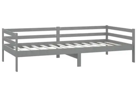 Pat de zi cu saltea, gri, 90x200 cm, lemn masiv de pin - 5/5
