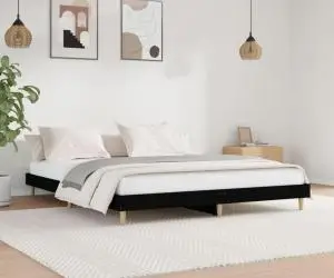 Cadru de pat, negru, 200x200 cm, lemn prelucrat