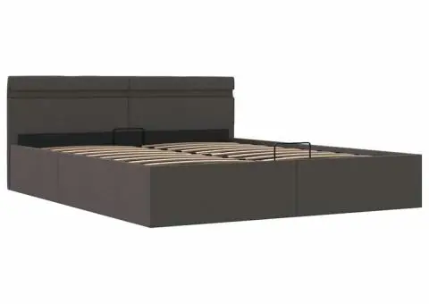 Cadru pat hidraulic ladă LED gri închis, 160x200 cm, textil - 3/5