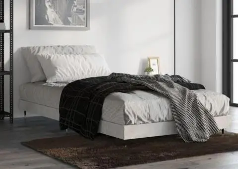 Cadru de pat, gri beton, 90x200 cm, lemn prelucrat - 1/5