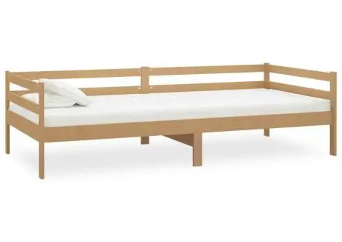 Pat de zi cu saltea, maro miere, 90x200 cm, lemn masiv de pin - 4/5