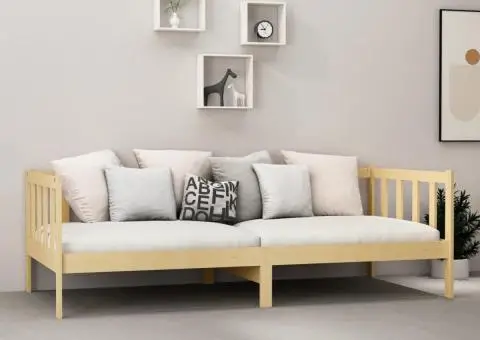 Pat de zi cu saltea, 90x200 cm, lemn masiv de pin - 3/5