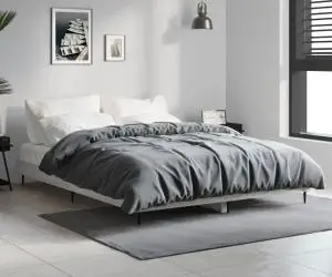 Cadru de pat, gri sonoma, 135x190 cm, lemn prelucrat