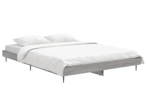 Cadru de pat, gri sonoma, 135x190 cm, lemn prelucrat - 3/5