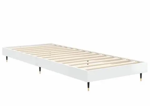 Cadru de pat, alb extralucios, 75x190 cm, lemn prelucrat - 5/5