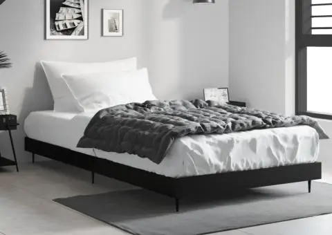 Cadru de pat, negru, 90x200 cm, lemn prelucrat - 1/5