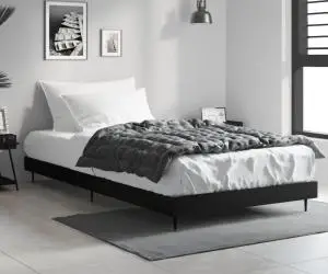 Cadru de pat, negru, 90x200 cm, lemn prelucrat