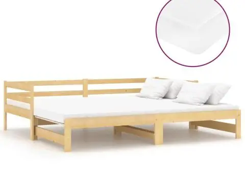 Pat extensibil de zi, 2x(90x200) cm, lemn masiv de pin - 2/5