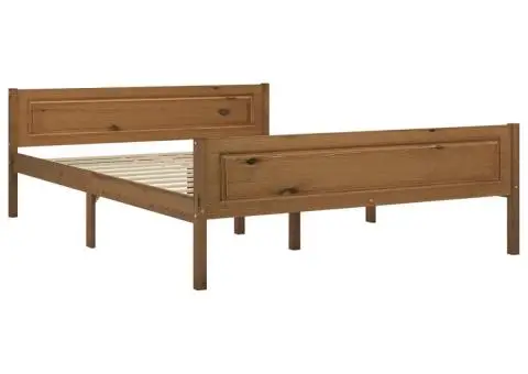 Cadru pat, maro miere, 120x200 cm, lemn masiv de pin - 2/5